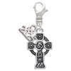 Silver Plated Large Celtic Cross - Silver Plated Clip on Charm with Mini Year 2025: Year to Remember Jewelry Gift - Celebrations