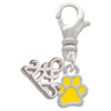 Silver Plated Mini Translucent Yellow Paw - Silver Plated Clip on Charm with Mini Year 2025: Year to Remember Jewelry Gift - Celebrations