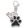 Silver Plated Medium Black Paw - Silver Plated Clip on Charm with Mini Year 2025: Year to Remember Jewelry Gift - Celebrations