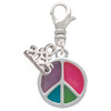 Silver Plated Multicolored Peace Sign - Silver Plated Clip on Charm with Mini Year 2025: Year to Remember Jewelry Gift - Celebrations