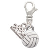 Silver Plated Mini White Volleyball - Silver Plated Clip on Charm with Mini Year 2025: Year to Remember Jewelry Gift - Celebrations