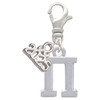 Silver Plated Large Greek Letter - Pi - Silver Plated Clip on Charm with Mini Year 2025: Year to Remember Jewelry Gift - Celebrations