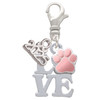 Silver Plated Love with Pink Paw - Silver Plated Clip on Charm with Mini Year 2025: Year to Remember Jewelry Gift - Celebrations