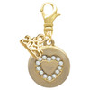 Gold-tone Disc with Crystal Heart - Gold-tone Plated Clip on Charm with Mini Year 2025: Year to Remember Jewelry Gift - Celebrations