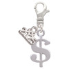 Silver Plated Rounded Dollar Sign - Silver Plated Clip on Charm with Mini Year 2025: Year to Remember Jewelry Gift - Celebrations