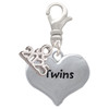 Twins Heart with Two Pair of Baby Feet - Silver Plated Clip on Charm with Mini Year 2025: Year to Remember Jewelry Gift - Celebrations