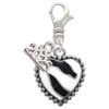 Silver Plated Black & White Zebra Print Heart - Silver Plated Clip on Charm with Mini Year 2025: Year to Remember Jewelry Gift - Celebrations