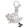 Silver Plated Kick Like a Girl with Enamel Soccer Ball - Silver Plated Clip on Charm with Mini Year 2025: Year to Remember Jewelry Gift - Celebrations
