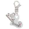 Heart with ''Soccer'' and AB Crystal - Silver Plated Clip on Charm with Mini Year 2025: Year to Remember Jewelry Gift - Celebrations