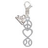Peace - Heart - Softball - Silver Plated Clip on Charm with Mini Year 2025: Year to Remember Jewelry Gift - Celebrations