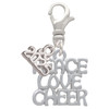Silver Plated Medium ''Peace Love Cheer'' - Silver Plated Clip on Charm with Mini Year 2025: Year to Remember Jewelry Gift - Celebrations