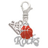 Silver Plated Enamel Basketball ''Rocks'' - Silver Plated Clip on Charm with Mini Year 2025: Year to Remember Jewelry Gift - Celebrations