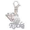 Silver Plated Enamel Volleyball ''Rocks'' - Silver Plated Clip on Charm with Mini Year 2025: Year to Remember Jewelry Gift - Celebrations