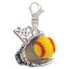 Silver Plated Extra Large Softball and Glove - Silver Plated Clip on Charm with Mini Year 2025: Year to Remember Jewelry Gift - Celebrations