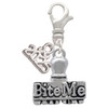 Silver Plated 3-D ''Bite Me'' Stamp - Silver Plated Clip on Charm with Mini Year 2025: Year to Remember Jewelry Gift - Celebrations
