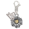Two-tone Daisy Flower - Silver Plated Clip on Charm with Mini Year 2025: Year to Remember Jewelry Gift - Celebrations