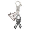 Silver Plated Ribbon with Softball - Silver Plated Clip on Charm with Mini Year 2025: Year to Remember Jewelry Gift - Celebrations