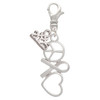 Silver Plated Peace Sign Ribbon Heart - Silver Plated Clip on Charm with Mini Year 2025: Year to Remember Jewelry Gift - Celebrations