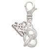 Silver Plated 3-D Pretzel - Silver Plated Clip on Charm with Mini Year 2025: Year to Remember Jewelry Gift - Celebrations