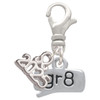 Silver Plated Text Chat - gr8 - Great - Silver Plated Clip on Charm with Mini Year 2025: Year to Remember Jewelry Gift - Celebrations