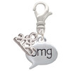 Silver Plated Text Chat - omg - Oh My God - Silver Plated Clip on Charm with Mini Year 2025: Year to Remember Jewelry Gift - Celebrations