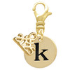 Gold-tone Disc 1/2'' Initial - k - Gold-tone Plated Clip on Charm with Mini Year 2025: Year to Remember Jewelry Gift - Celebrations