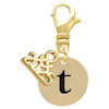 Gold-tone Disc 1/2'' Initial - t - Gold-tone Plated Clip on Charm with Mini Year 2025: Year to Remember Jewelry Gift - Celebrations