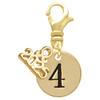 Gold-tone Disc 1/2'' Number - 4 - Gold-tone Plated Clip on Charm with Mini Year 2025: Year to Remember Jewelry Gift - Celebrations