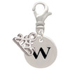 Silver Plated Disc Initial - w - Silver Plated Clip on Charm with Mini Year 2025: Year to Remember Jewelry Gift - Celebrations