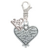 Antiqued Alligator Print Heart - Silver Plated Clip on Charm with Mini Year 2025: Year to Remember Jewelry Gift - Celebrations