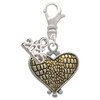Two-tone Alligator Print Heart - Silver Plated Clip on Charm with Mini Year 2025: Year to Remember Jewelry Gift - Celebrations