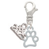 Silver Plated Small Open Paw - Silver Plated Clip on Charm with Mini Year 2025: Year to Remember Jewelry Gift - Celebrations