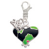 Silver Plated Lime Green Large Cheetah Print Heart - Silver Plated Clip on Charm with Mini Year 2025: Year to Remember Jewelry Gift - Celebrations