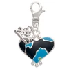 Silver Plated Hot Blue Large Cheetah Print Heart - Silver Plated Clip on Charm with Mini Year 2025: Year to Remember Jewelry Gift - Celebrations