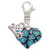 Silver Plated Hot Blue Cheetah Print Heart - Silver Plated Clip on Charm with Mini Year 2025: Year to Remember Jewelry Gift - Celebrations