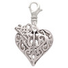 Silver Plated Large Open Filigree Heart - Silver Plated Clip on Charm with Mini Year 2025: Year to Remember Jewelry Gift - Celebrations