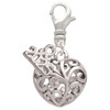 Silver Plated Medium Open Filigree Heart - Silver Plated Clip on Charm with Mini Year 2025: Year to Remember Jewelry Gift - Celebrations