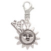 Silver Plated Sun Face with Beaded Edging - Silver Plated Clip on Charm with Mini Year 2025: Year to Remember Jewelry Gift - Celebrations