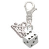 Silver Plated Dice - Silver Plated Clip on Charm with Mini Year 2025: Year to Remember Jewelry Gift - Celebrations