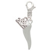 Silver Plated Good Luck Italian Horn - Silver Plated Clip on Charm with Mini Year 2025: Year to Remember Jewelry Gift - Celebrations