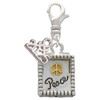 Two-tone Shadow Box ''Peace'' with Peace Sign - Silver Plated Clip on Charm with Mini Year 2025: Year to Remember Jewelry Gift - Celebrations