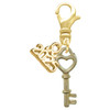 Gold-tone Open Heart Key - Gold-tone Plated Clip on Charm with Mini Year 2025: Year to Remember Jewelry Gift - Celebrations