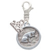 Silver Plated Sitting Cat - Round Seal - Silver Plated Clip on Charm with Mini Year 2025: Year to Remember Jewelry Gift - Celebrations