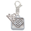 Silver Plated Celtic Knot Heart - Square Seal - Silver Plated Clip on Charm with Mini Year 2025: Year to Remember Jewelry Gift - Celebrations