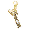 Gold-tone Crystal Script ''Dream'' - Gold-tone Plated Clip on Charm with Mini Year 2025: Year to Remember Jewelry Gift - Celebrations