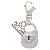 Silver Plated Hammered Lock with Heart and Clear Crystals - Silver Plated Clip on Charm with Mini Year 2025: Year to Remember Jewelry Gift - Celebrations
