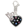 Silver Plated Black Resin Heart with Tropical Crystals - Silver Plated Clip on Charm with Mini Year 2025: Year to Remember Jewelry Gift - Celebrations