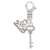 Silver Plated Small Clear AB Crystals Oval Key - Silver Plated Clip on Charm with Mini Year 2025: Year to Remember Jewelry Gift - Celebrations