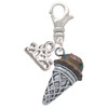 Silver Plated 3-D Resin Chocolate Ice Cream Cone with Crystals - Silver Plated Clip on Charm with Mini Year 2025: Year to Remember Jewelry Gift - Celebrations