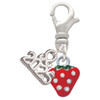 Silver Plated Mini Red Strawberry with Clear Crystals - Silver Plated Clip on Charm with Mini Year 2025: Year to Remember Jewelry Gift - Celebrations